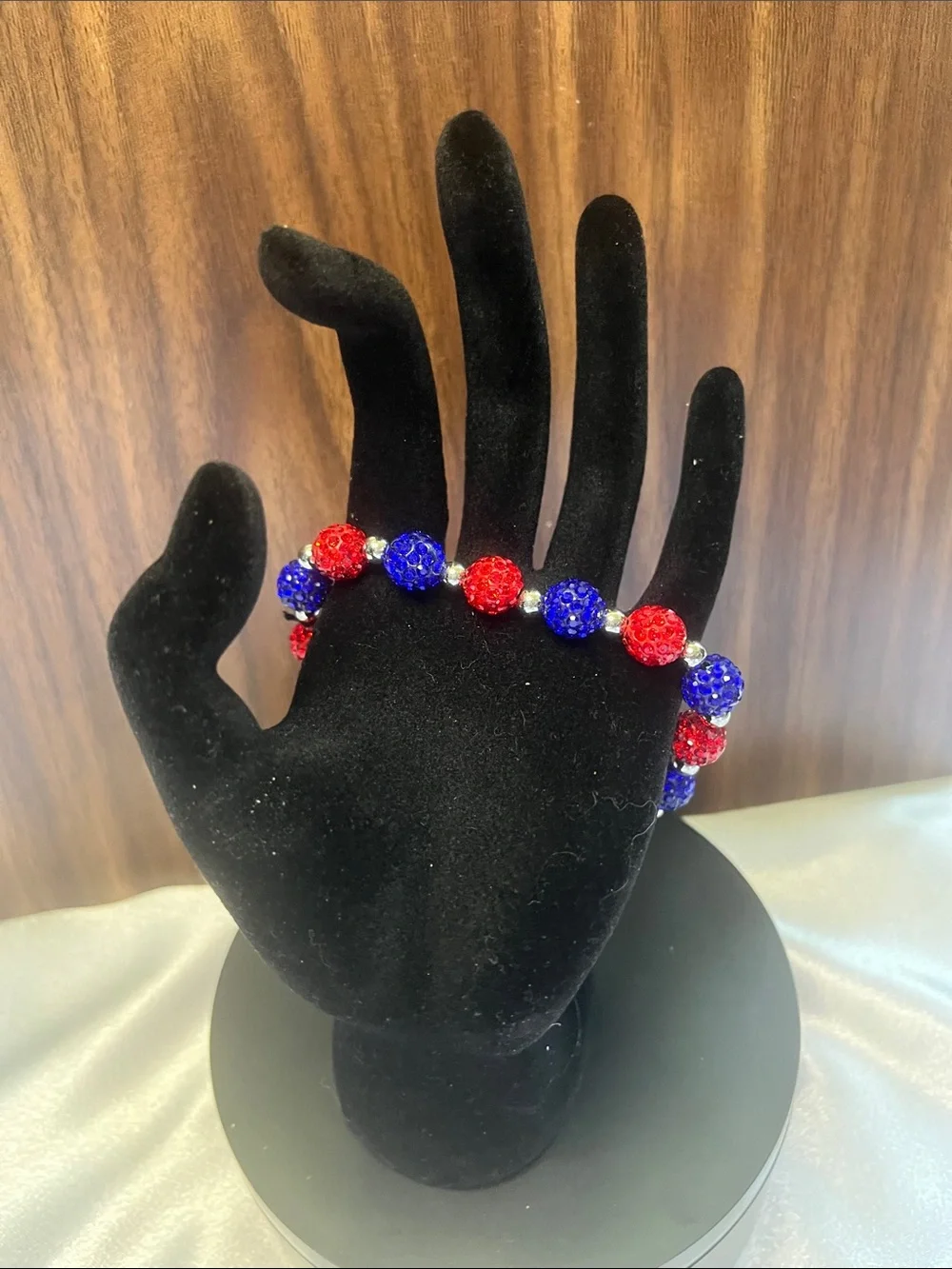 Red and Blue Rhinestone beaded Bracelet
